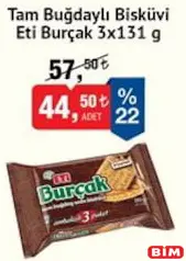 ETİ BURÇAK TAM BUĞDAYLI BİSKÜVİ 3X131 G